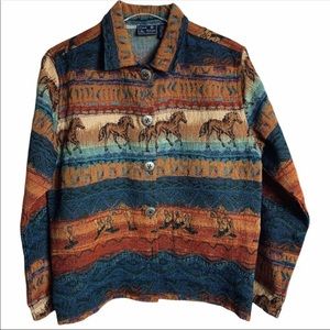Jane Ashley tapestry horse themed jacket